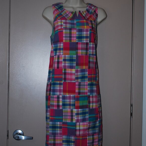 🌈 New With Tags! Talbots Madras Patchwork Dress - Size 12P 🌈 - Picture 3 of 16
